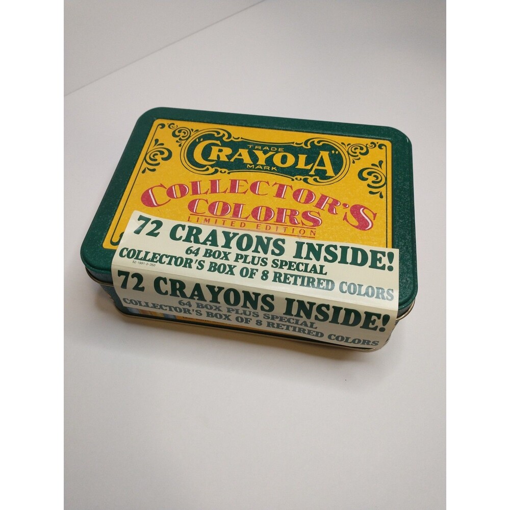 Vintage Crayola Collector's Colors Limited Edition Tin 72 Crayons w/ 8 Retired